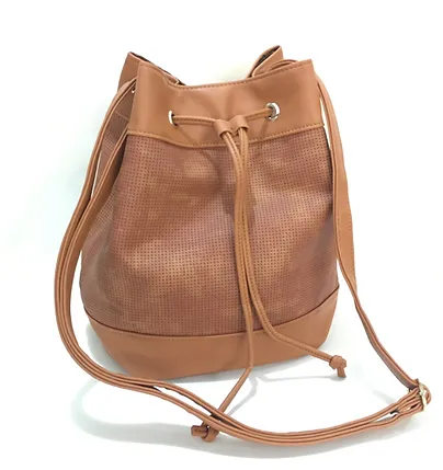 Causal Brown Bucket Shoulder Bag