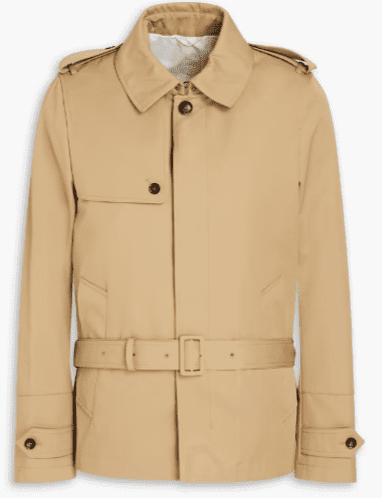Belted twill trench coat