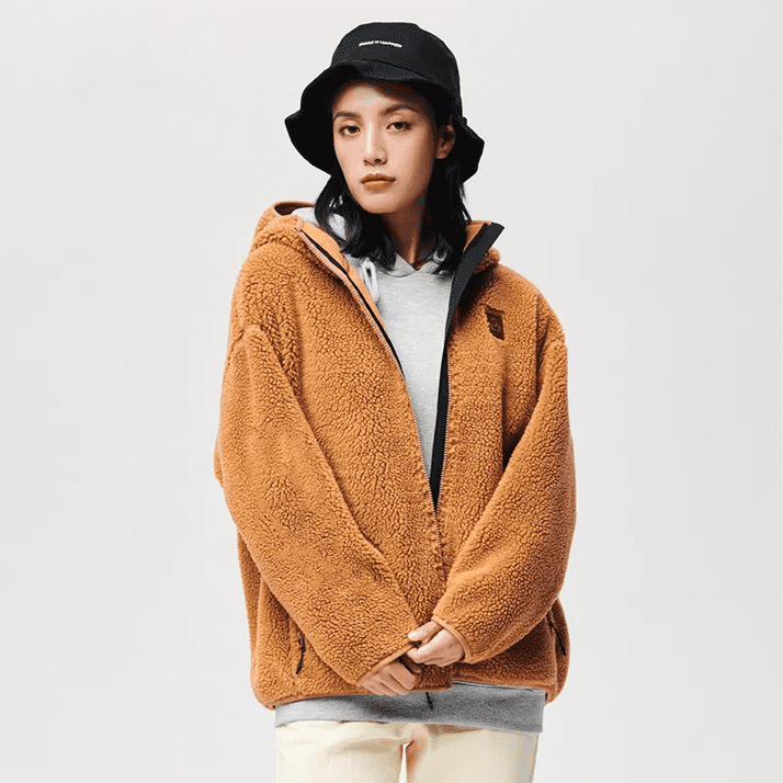 Women's Wool Warm Autumn and Winter Hooded Knit Windproof Jacket