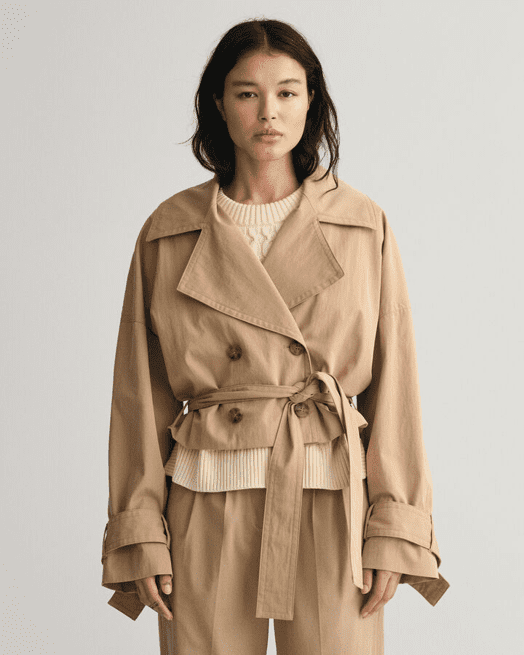 Women Cropped Trench Jacket