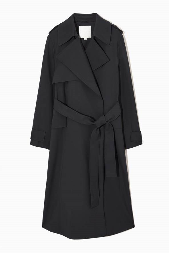 Black Long Belted Women's Trench Coat