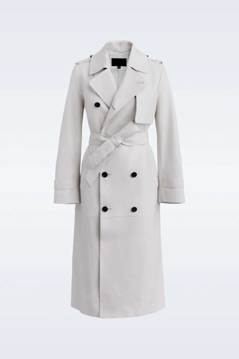 Classic Beige Women's Leather Trench Coat