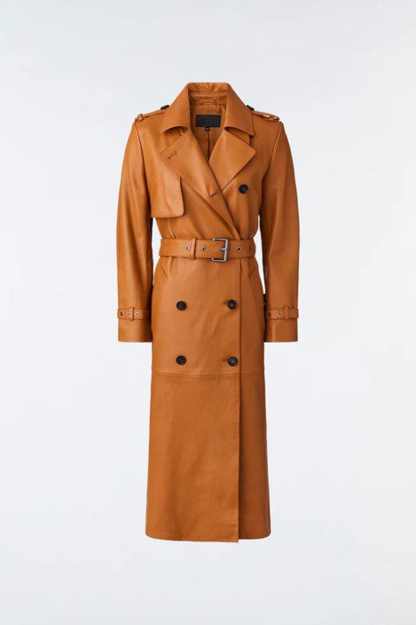 Women's Leather Trench Coat with Belt