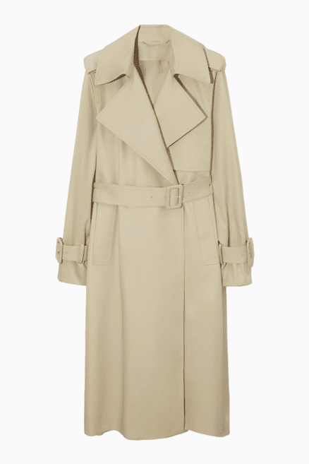 Women's Cocoon Sleeve Trench Coat in Pale Beige