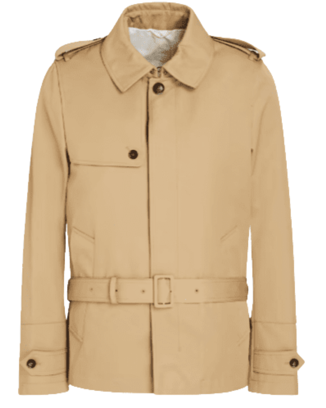 Belted twill trench coat
