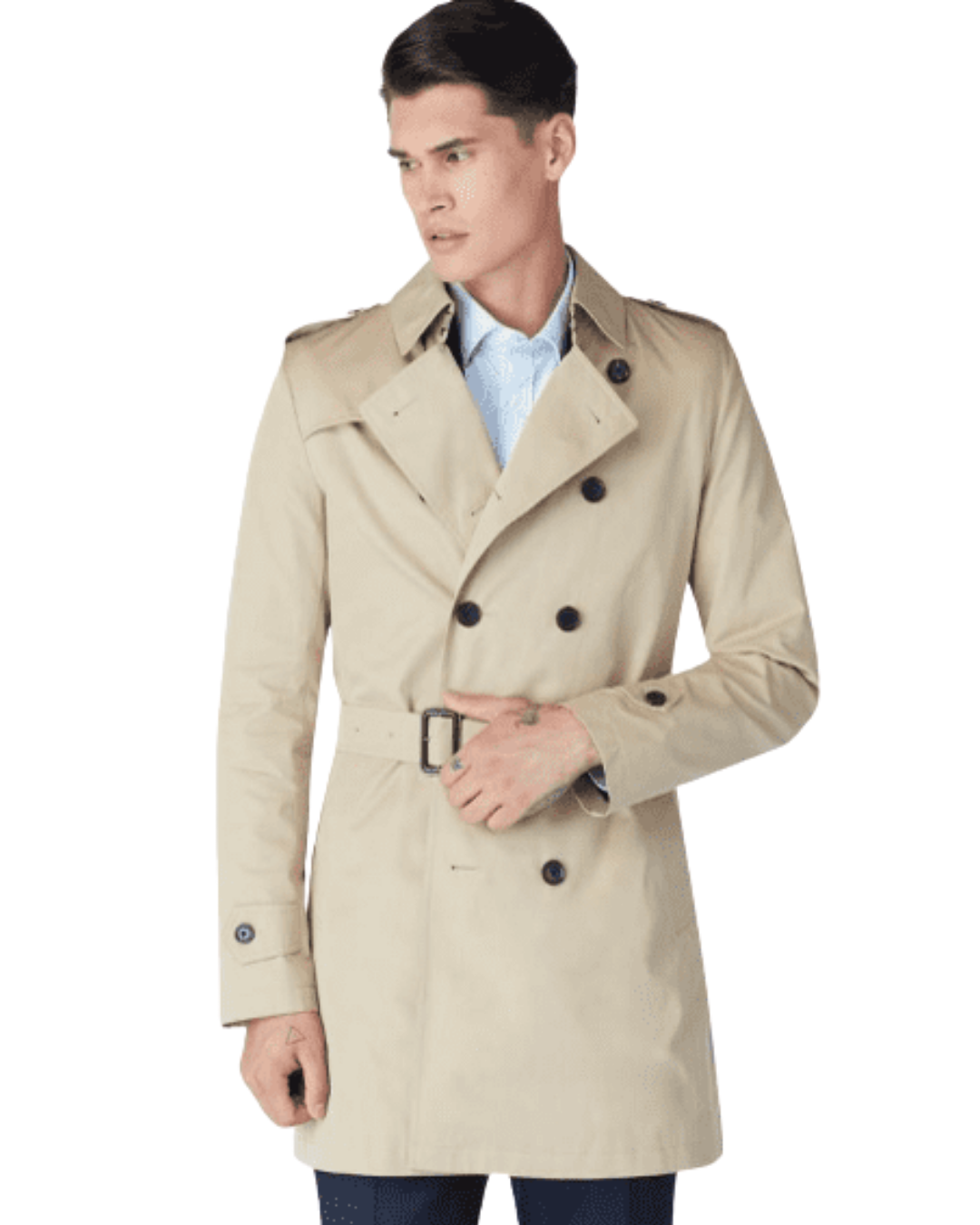 Khaki Trench Coat With Detachable Lining