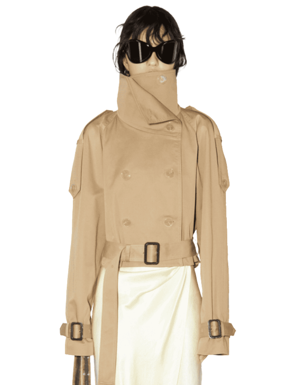 Cold Beige Double Breasted Trench Coat