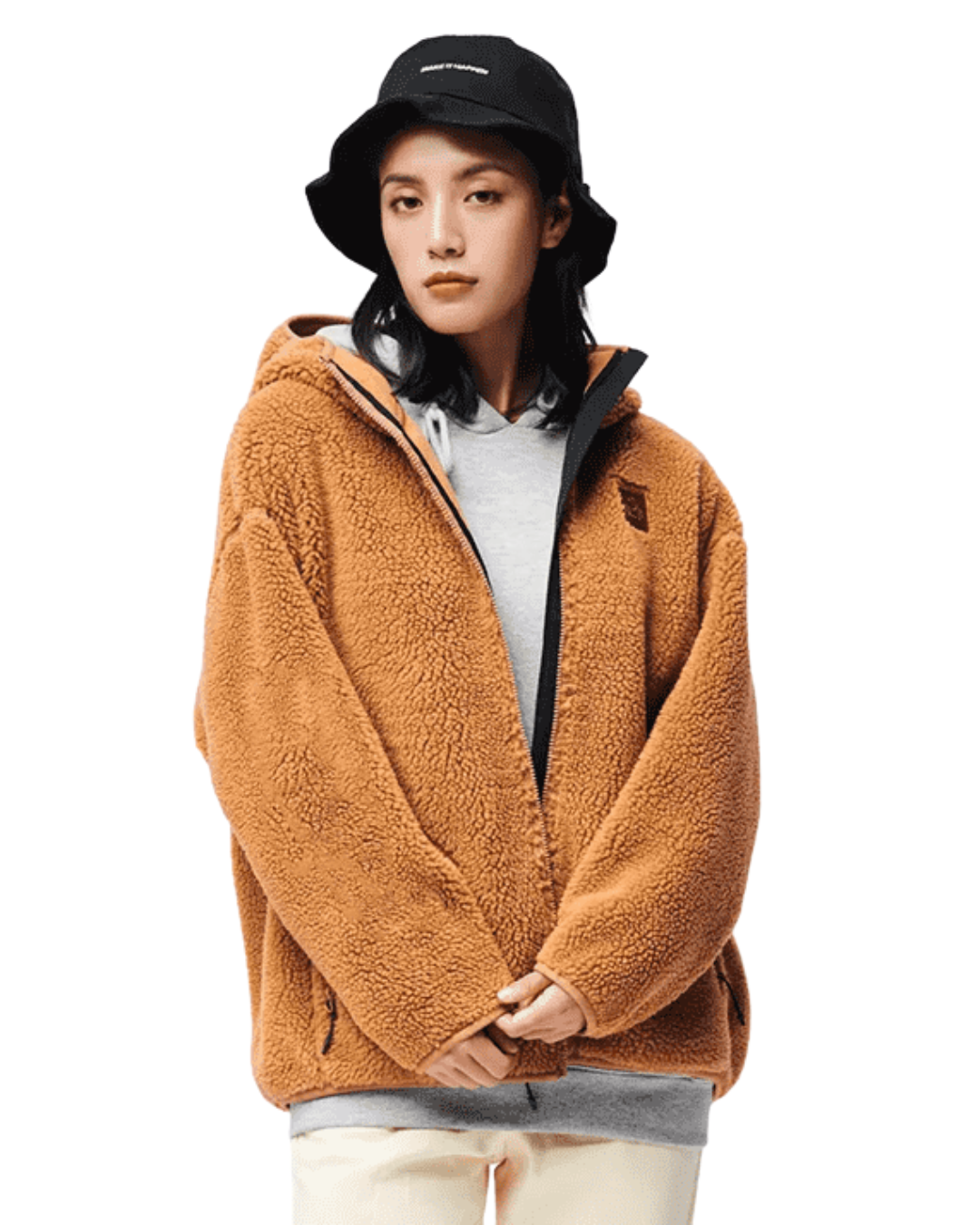 Women's Wool Warm Autumn and Winter Hooded Knit Windproof Jacket